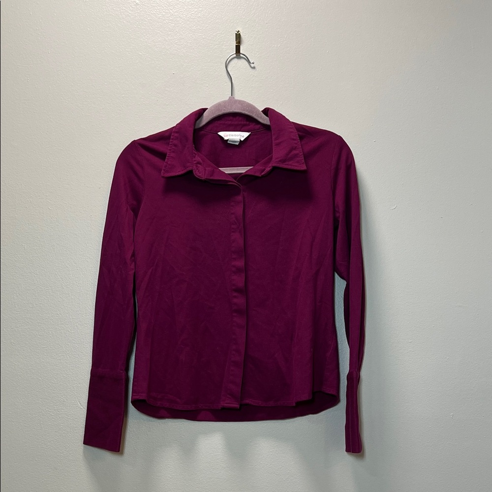 Liz Claiborne Burgundy Button-Down Shirt